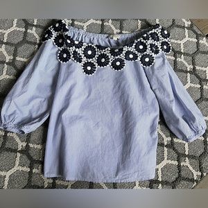 LOFT Off The Shoulder Embroidered
Pin Stripe Top